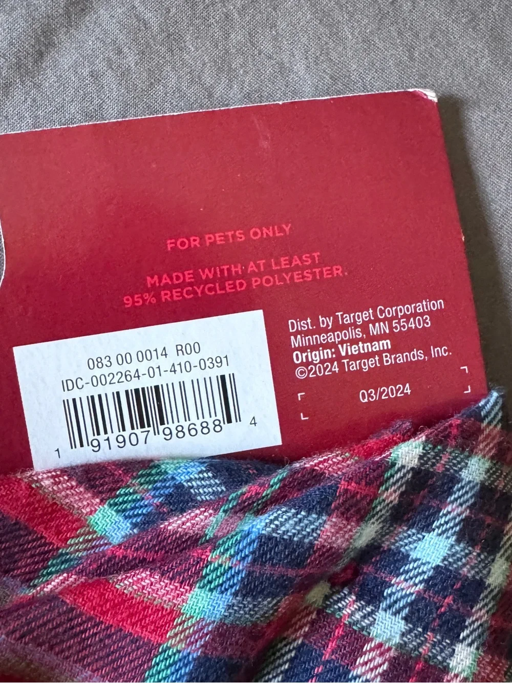 1 Plaid Pet Bandana - Family Matching Christmas